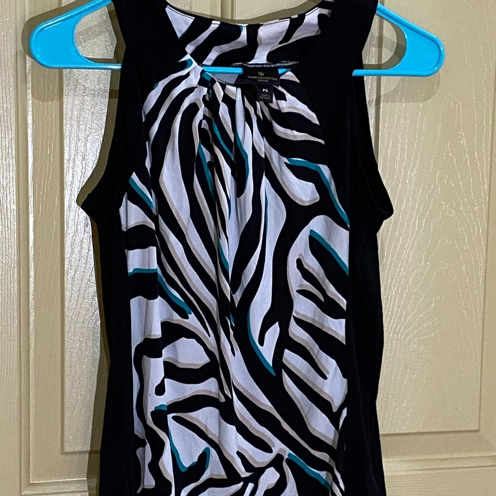 Worthington Petite Small Zebra Print Dress Tank Top